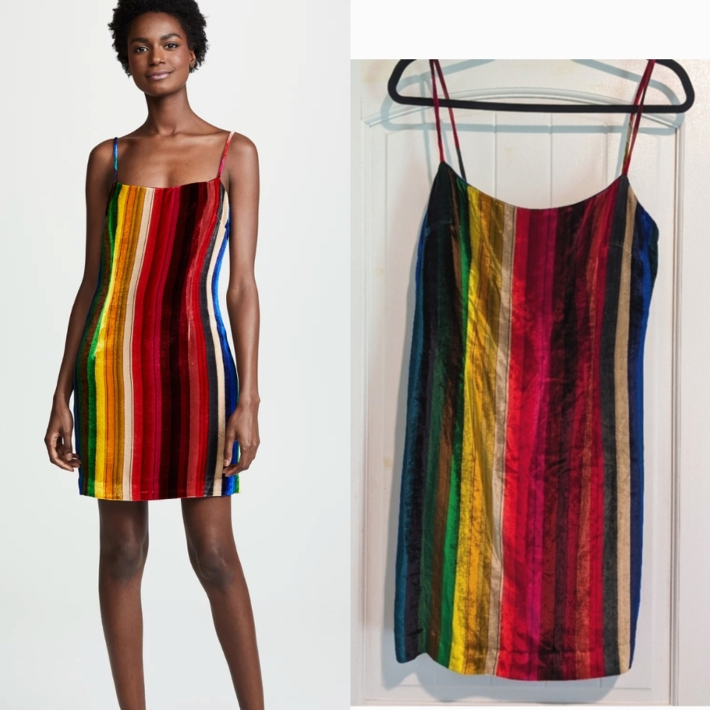 Milly Velvet Rainbow Stripe Slip Dress Sz8